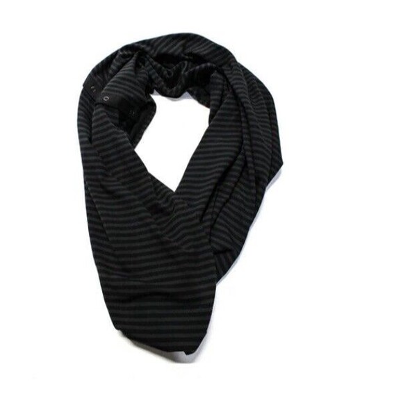 Lululemon Vinyasa Rulu Scarf Wrap Convertible Snap Closure Black & Gray Stripes - Picture 7 of 9